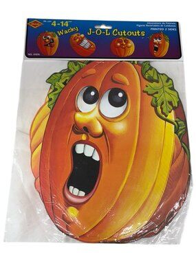 4 Vintage BEISTLE 14" Wacky Jack O Lantern Cutouts Decoration Halloween Pumpkin